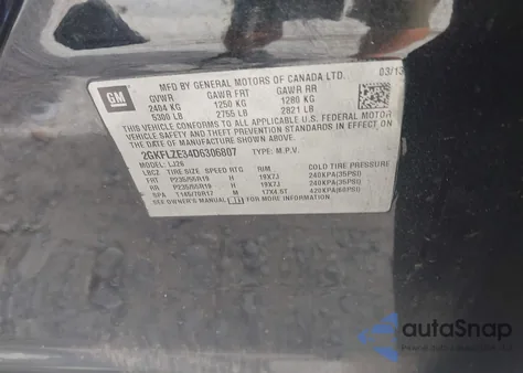 2013 GMC Terrain Denali из США, поврежденный, VIN 2GKFLZE34D6306807